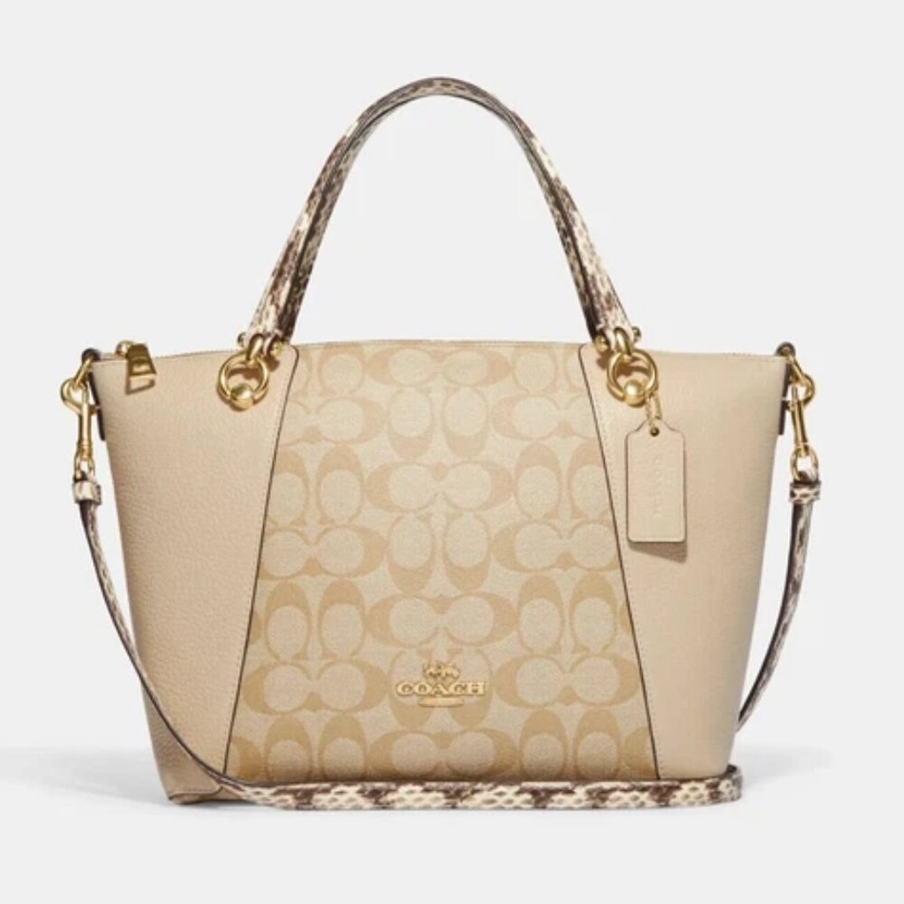 Coach KACEY SATCHEL IN COLORBLOCK SIGNATURE CANVAS IM/Light Khaki/Ivory Multi
